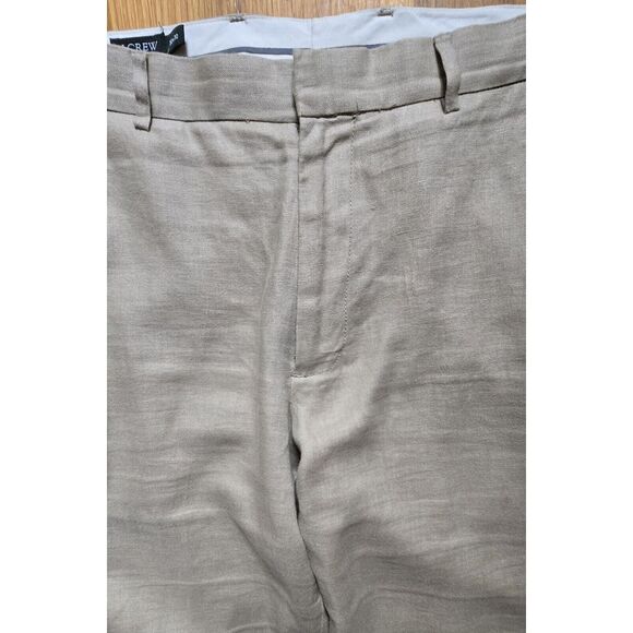 J Crew Mens Linen Pants 32x32 (34×31)  Chino Tan Straight Leg Trousers - Picture 2 of 13